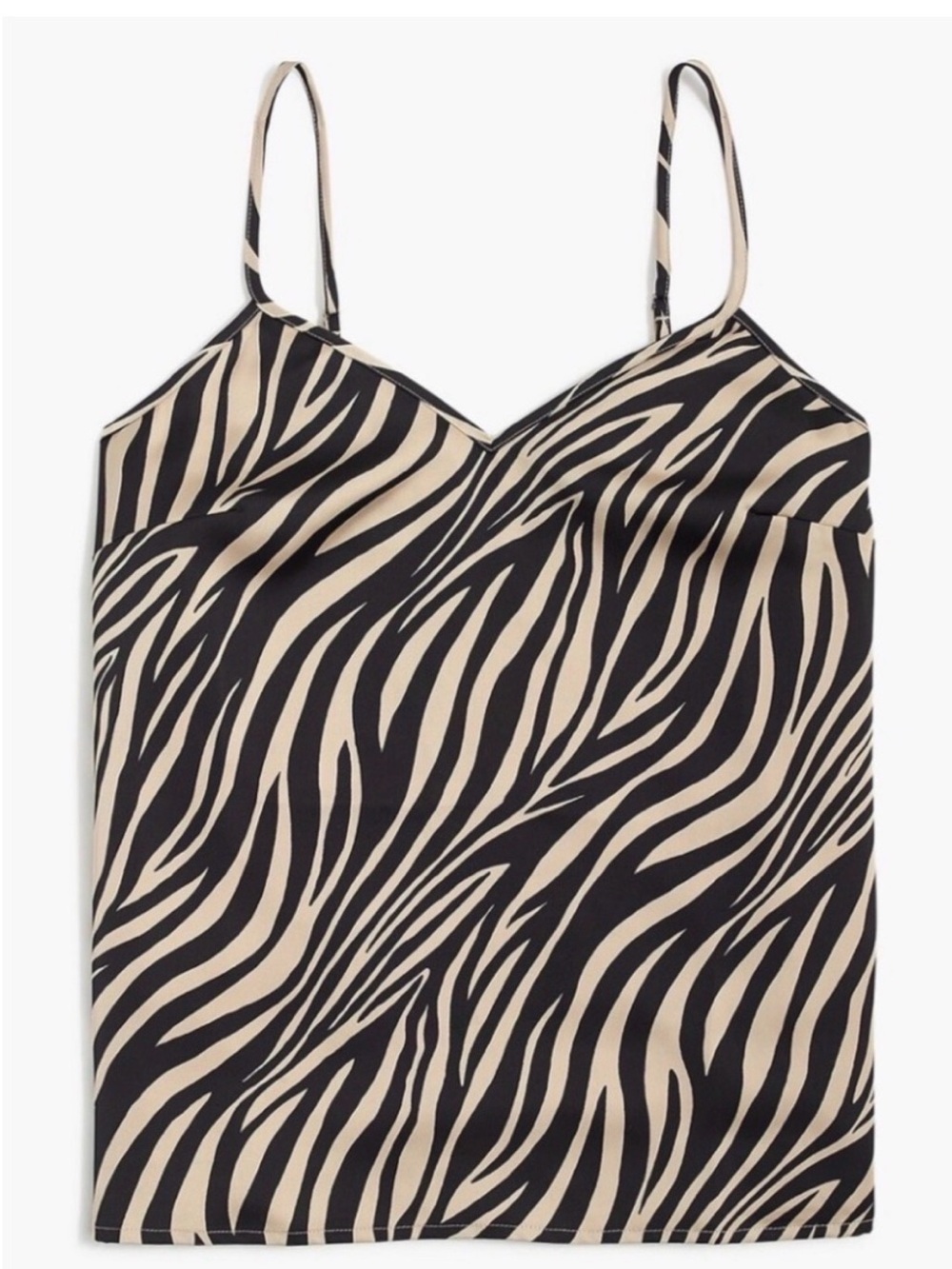 J CREW  NWT silky sz 2 zebra tiger striped black cream camisole tank blouse